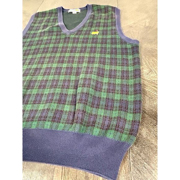 Vintage Masters Sweater Vest Men's L Pullover Golf Augusta National Green Plaid - Picture 2 of 9